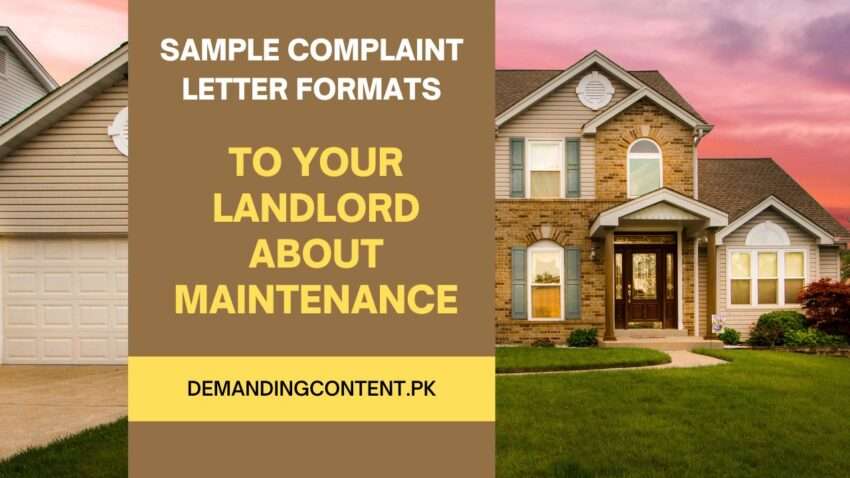 Sample Complaint Letter Formats to Landlord about Maintenance